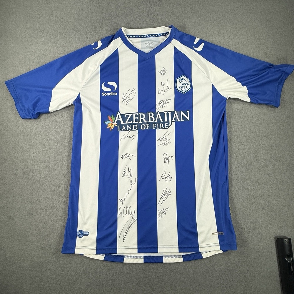 SHEFFIELD WEDNESDAY 2014 2015 Home Soccer Jersey Sondico SIZE XL SIGNED